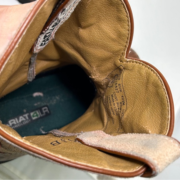 Ariat Fat Baby Womens 9.5 B Western Boots Brown Croc Embossed Gemstones 16427 - Picture 11 of 12